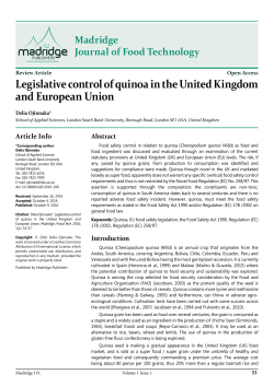 Title: Legislative control of quinoa in the United Kingdom and