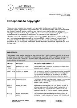 Exceptions to Copyright - Australian Copyright Council