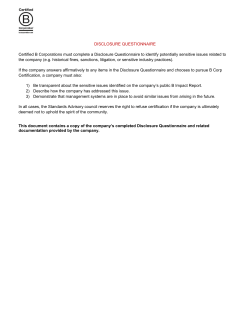 Fetzer`s Disclosure Questionnaire