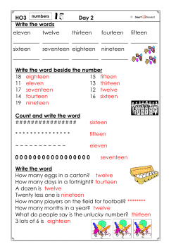 HO3 Day 2 Write the words Write the word beside the number 18