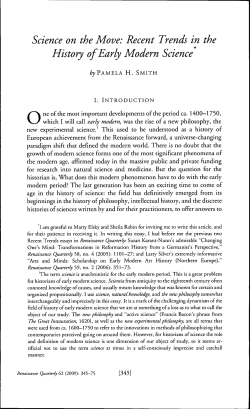 Science on the Move: Recent Trends in the History of Early Modern