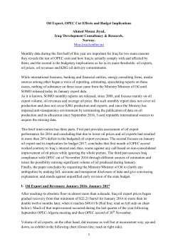 Oil Export, OPEC Cut Effects and Budget Implications Ahmed Mousa
