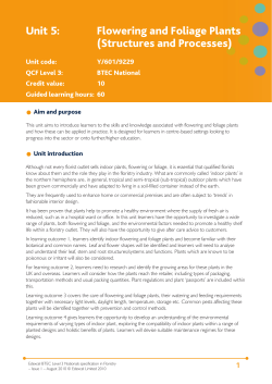Unit 5: Flowering and Foliage Plants (Structures and Processes)
