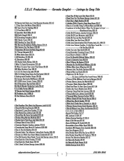 EDJE Productions - - - Karaoke Songlist - -