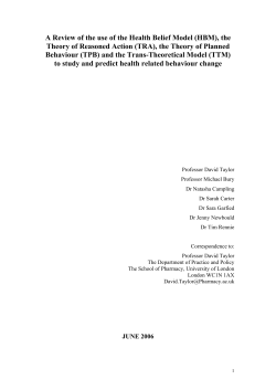 Behaviour change: Taylor et al - models review