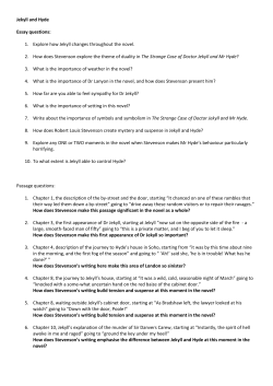 Jekyll and Hyde Essay questions