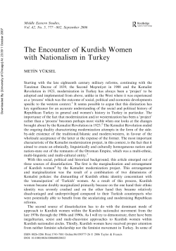 The Encounter of Kurdish Women with Nationalism in Turkey