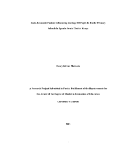 Socio-Economic Factors Influencing Wastage Of Pupils In Public