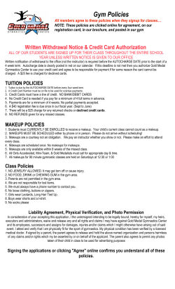Gym Policies - Gold Medal Gymnastics Center