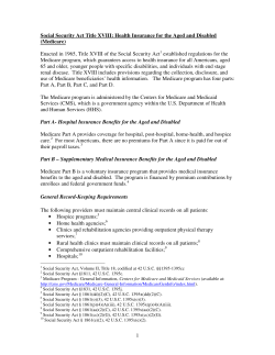 1 Social Security Act Title XVIII: Health Insurance for the Aged and