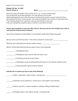 Biology 118, Nov. 12, 2015 Exam 3, Version A Name