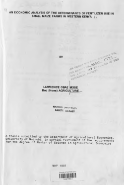 An economic analysis of the determinants of fertilizer use in small