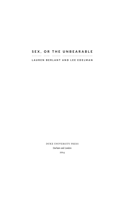 Sex, or the Unbearable