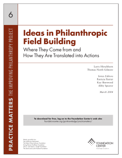 Ideas In Philanthropic Field Building