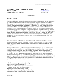 THE SHORT STORY - NYU Gallatin School of Individualized Study