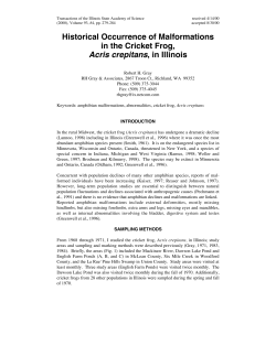 Historical Occurrence of Malformations in the Cricket Frog, Acris