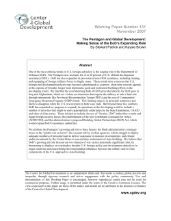 The Pentagon and Global Development: Making Sense of DoD`s