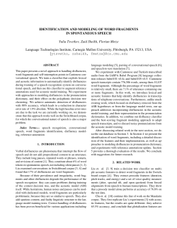 IDENTIFICATION AND MODELING OF WORD FRAGMENTS