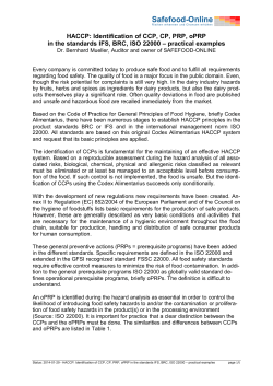 HACCP: Identification of CCP, CP, PRP, oPRP in