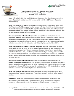 Comprehensive Scope of Practice Resources include: