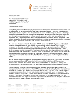 AAFP Letter to President Trump on Regulatory Burden for Family