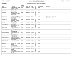Groundwater database - licensed drillers summary report