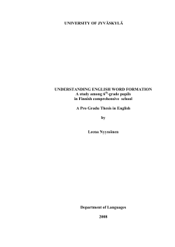 UNIVERSITY OF JYV&Auml;SKYL&Auml; UNDERSTANDING ENGLISH WORD
