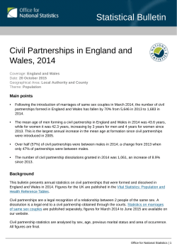 Civil Partnerships in England and Wales, 2014