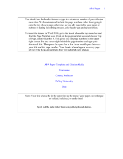 Short title of your paper (no more than 50 characters)