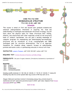 CHEMISTRY 791A: Biomolecule Structure Syllabus
