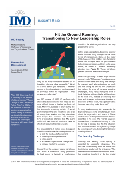 Hit the Ground Running: Transitioning to New Leadership Roles