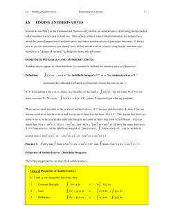 4.6 FINDING ANTIDERIVATIVES ⌡⌠ k ⌡⌠ f(x) dx