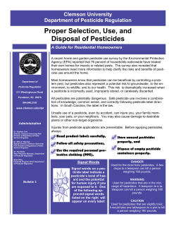 Proper Selection, Use, and Disposal of Pesticides