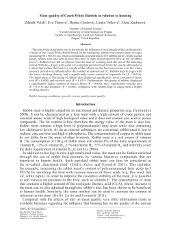 Meat quality of Czech White Rabbits in relation to housing