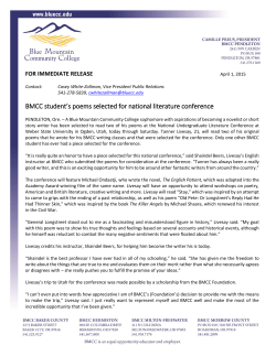 BMCC student`s poems selected for national literature conference