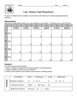 Lab Worksheet: Redox Half