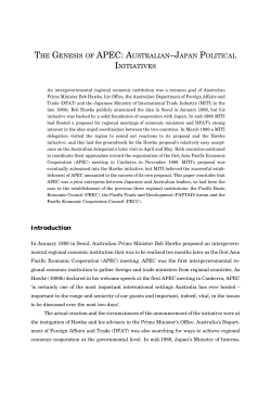 THE GENESIS OF APEC: AUSTRALIAN&ndash;JAPAN POLITICAL