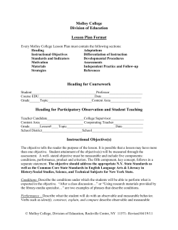 Molloy Lesson Plan Format