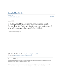 Is It All About the Money? - Scholarly Repository @ Campbell