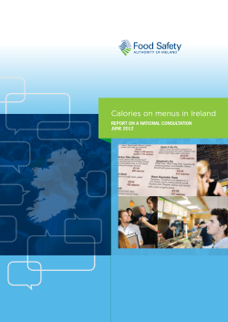 Calories on menus in Ireland - The Food Safety Authority of Ireland