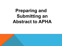 Preparing and Submitting an Abstract to APHA