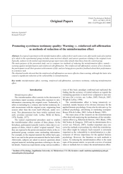 Promoting eyewitness testimony quality: Warning vs. reinforced self