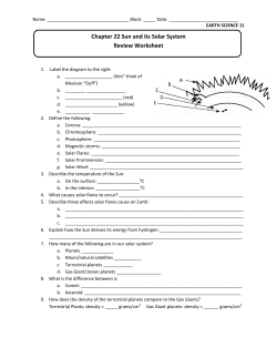Chapter 22 Sun and its Solar System Review