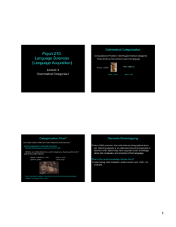 Psych 215: Language Sciences (Language Acquisition)