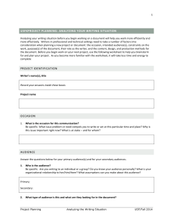 Audience Analysis Worksheet