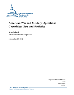 American War and Military Operations Casualties: Lists and Statistics