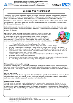 Lactose-free weaning diet - Norfolk and Norwich University
