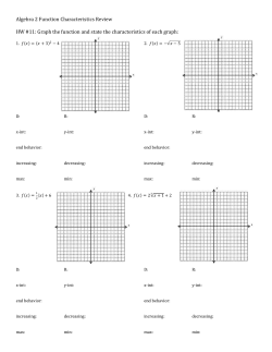 Algebra 2 Function Characteristics Review HW #11: Graph the