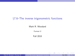 &sect;7.6&ndash;The inverse trigonometric functions