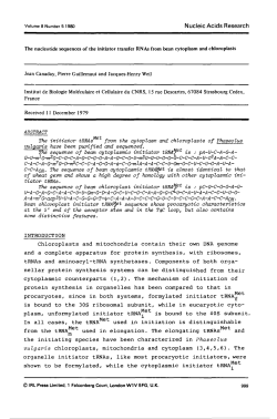 The nucleotide sequences of the initiator transfer RNAs from bean